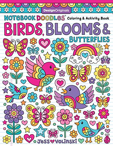 Notebook Doodles Birds, Blooms & Butterflies: Coloring & Activity Book